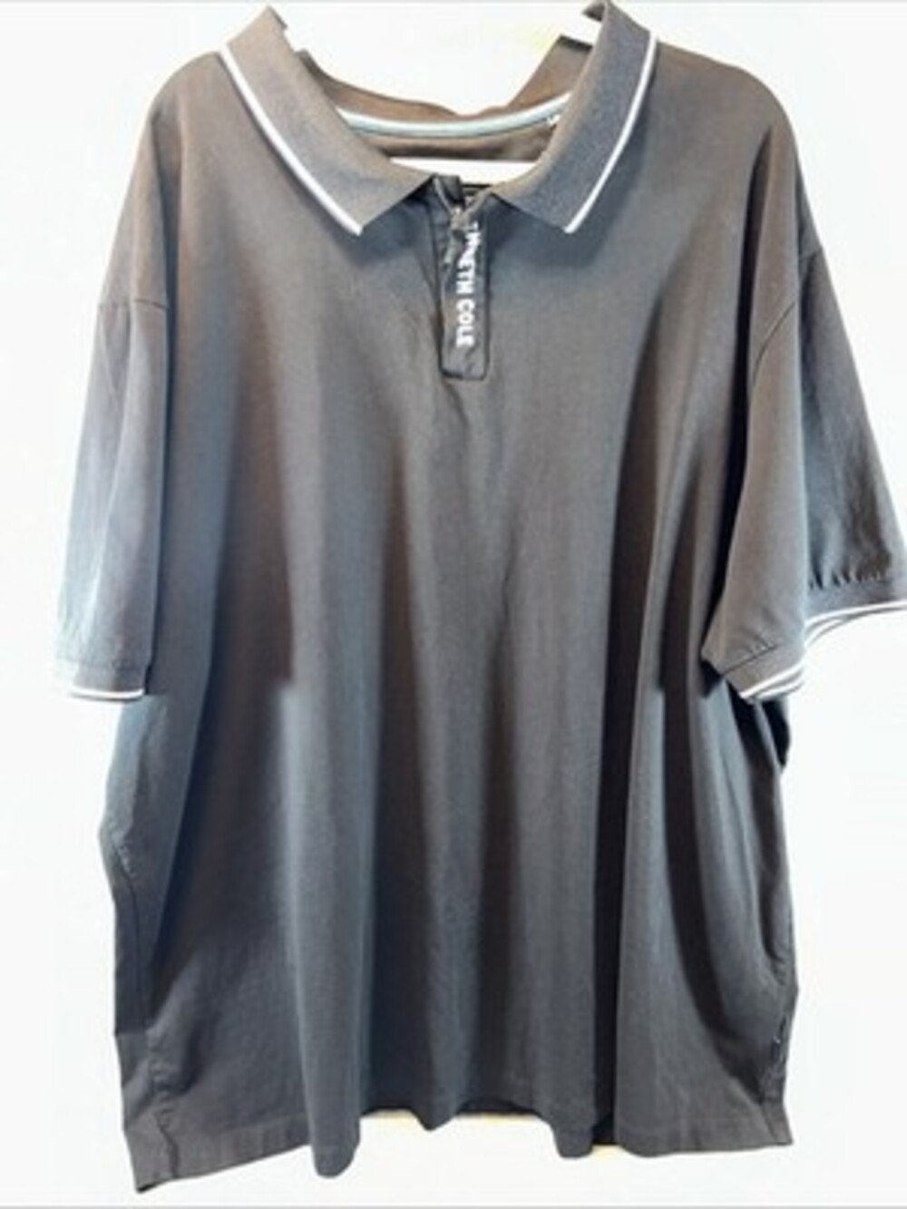 Kenneth Cole New York Men's Solid 1/4 Zip Logo Short Sleeve Polo Shirt 4X Black